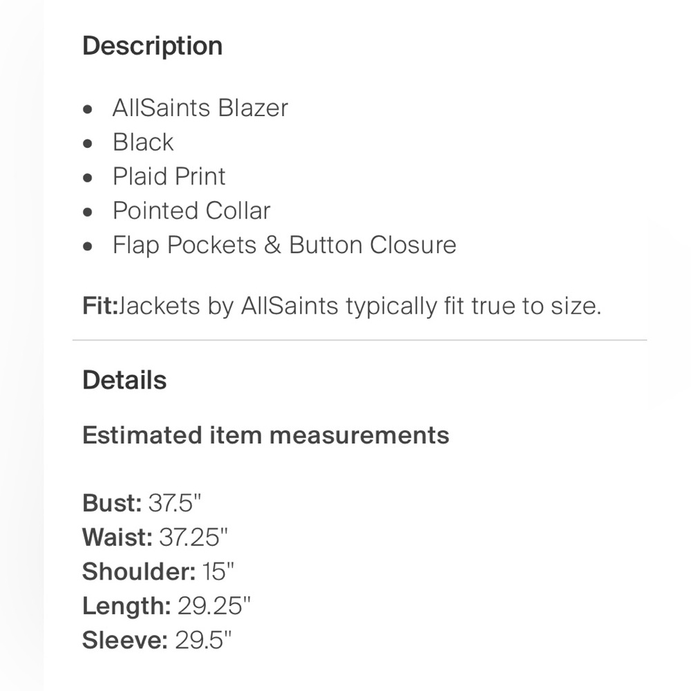 All Saints Oversized Double Breasted Blazer XS - Picture 4 of 4